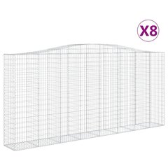 vidaXL Kaarevat kivikorit 8 kpl 400x50x180/200 cm galvanoitu rauta hinta ja tiedot | Aidat ja tarvikkeet | hobbyhall.fi