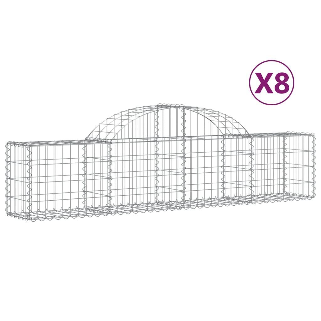 vidaXL Kaarevat kivikorit 8 kpl 200x30x40/60 cm galvanoitu rauta hinta ja tiedot | Aidat ja tarvikkeet | hobbyhall.fi