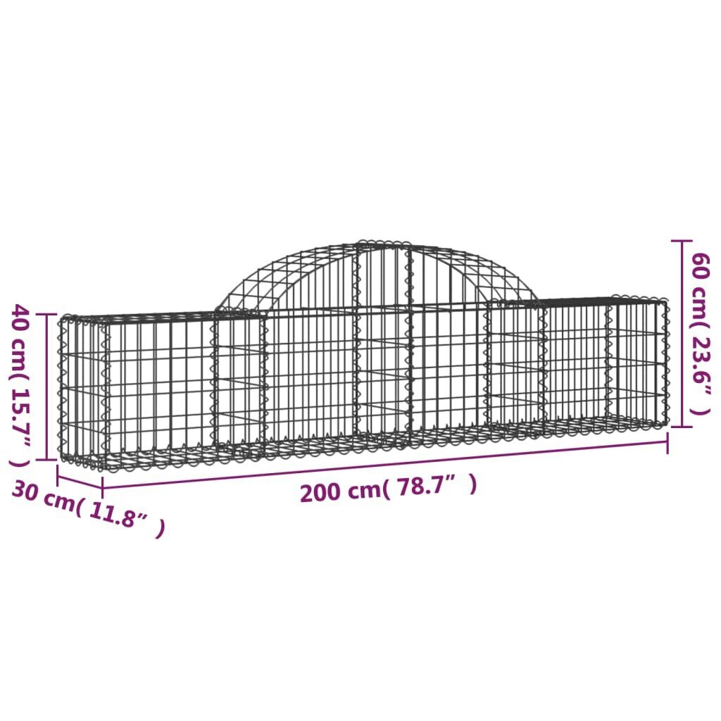 vidaXL Kaarevat kivikorit 8 kpl 200x30x40/60 cm galvanoitu rauta hinta ja tiedot | Aidat ja tarvikkeet | hobbyhall.fi