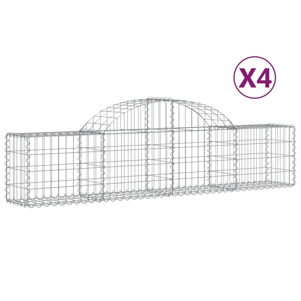 vidaXL Kaarevat kivikorit 4 kpl 200x30x40/60 cm galvanoitu rauta hinta ja tiedot | Aidat ja tarvikkeet | hobbyhall.fi