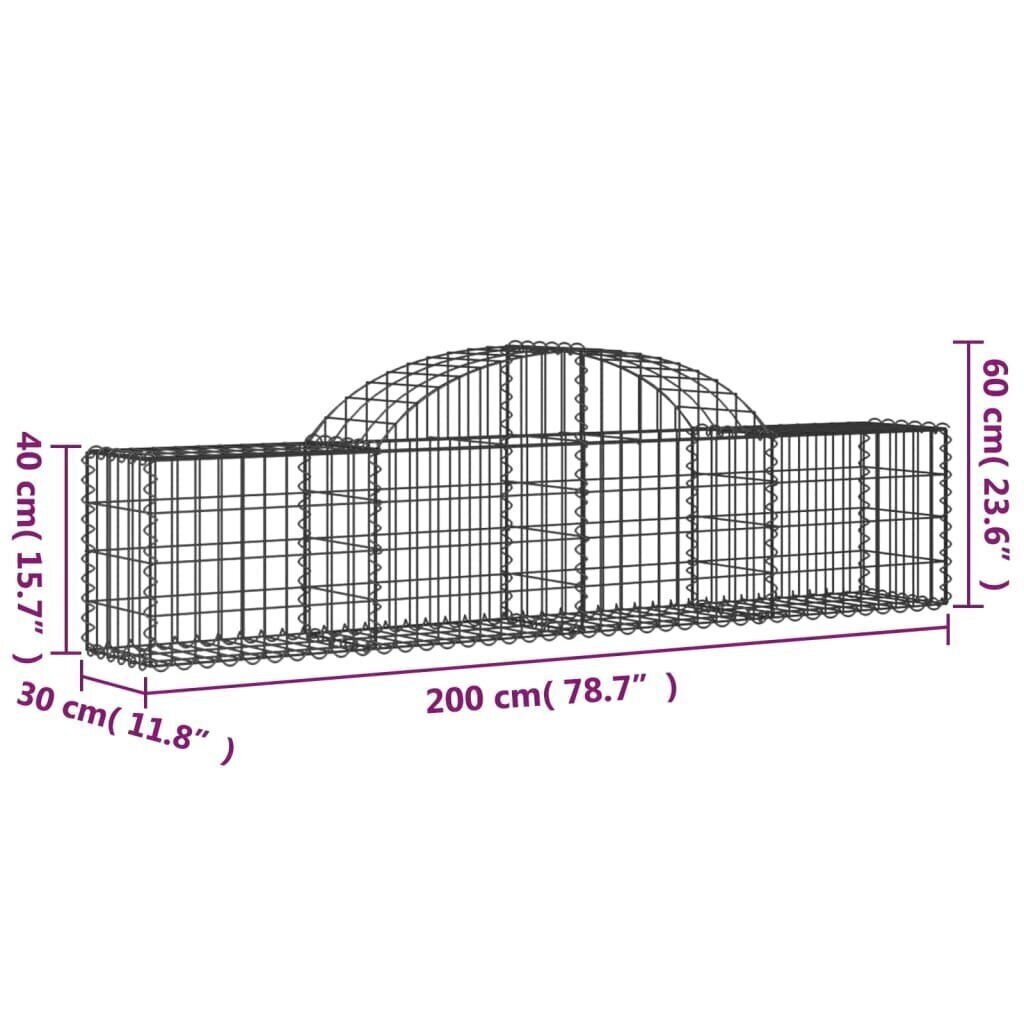 vidaXL Kaarevat kivikorit 4 kpl 200x30x40/60 cm galvanoitu rauta hinta ja tiedot | Aidat ja tarvikkeet | hobbyhall.fi