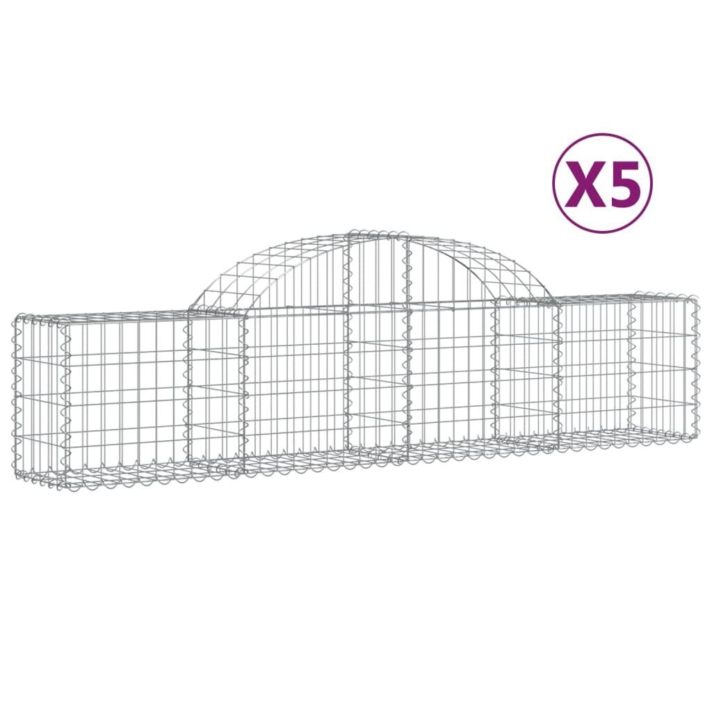 vidaXL Kaarevat kivikorit 5 kpl 200x30x40/60 cm galvanoitu rauta hinta ja tiedot | Aidat ja tarvikkeet | hobbyhall.fi