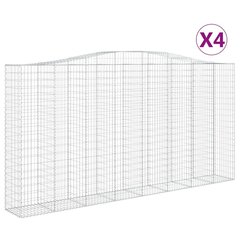 vidaXL Kaarevat kivikorit 4 kpl 400x50x200/220 cm galvanoitu rauta hinta ja tiedot | Aidat ja tarvikkeet | hobbyhall.fi