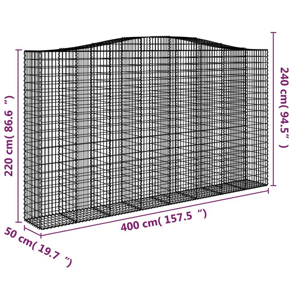 vidaXL Kaarevat kivikorit 5 kpl 400x50x220/240 cm galvanoitu rauta hinta ja tiedot | Aidat ja tarvikkeet | hobbyhall.fi