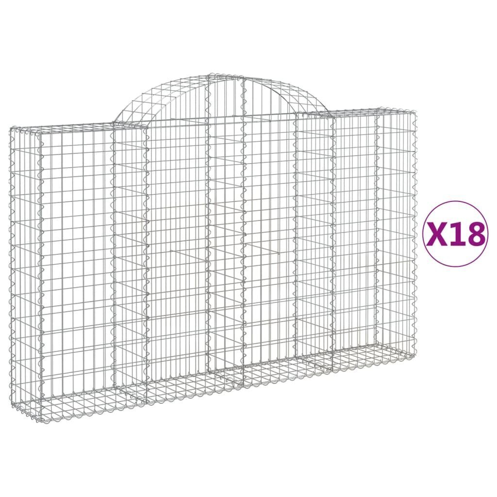 vidaXL Kaarevat kivikorit 18 kpl 200x30x120/140 cm galvanoitu rauta hinta ja tiedot | Aidat ja tarvikkeet | hobbyhall.fi