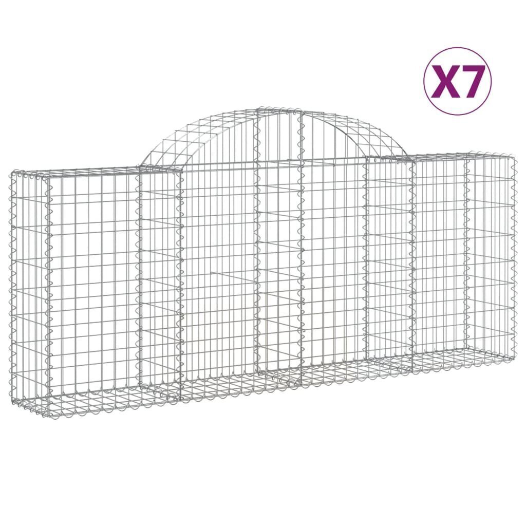 vidaXL Kaarevat kivikorit 7 kpl 200x30x80/100 cm galvanoitu rauta hinta ja tiedot | Aidat ja tarvikkeet | hobbyhall.fi