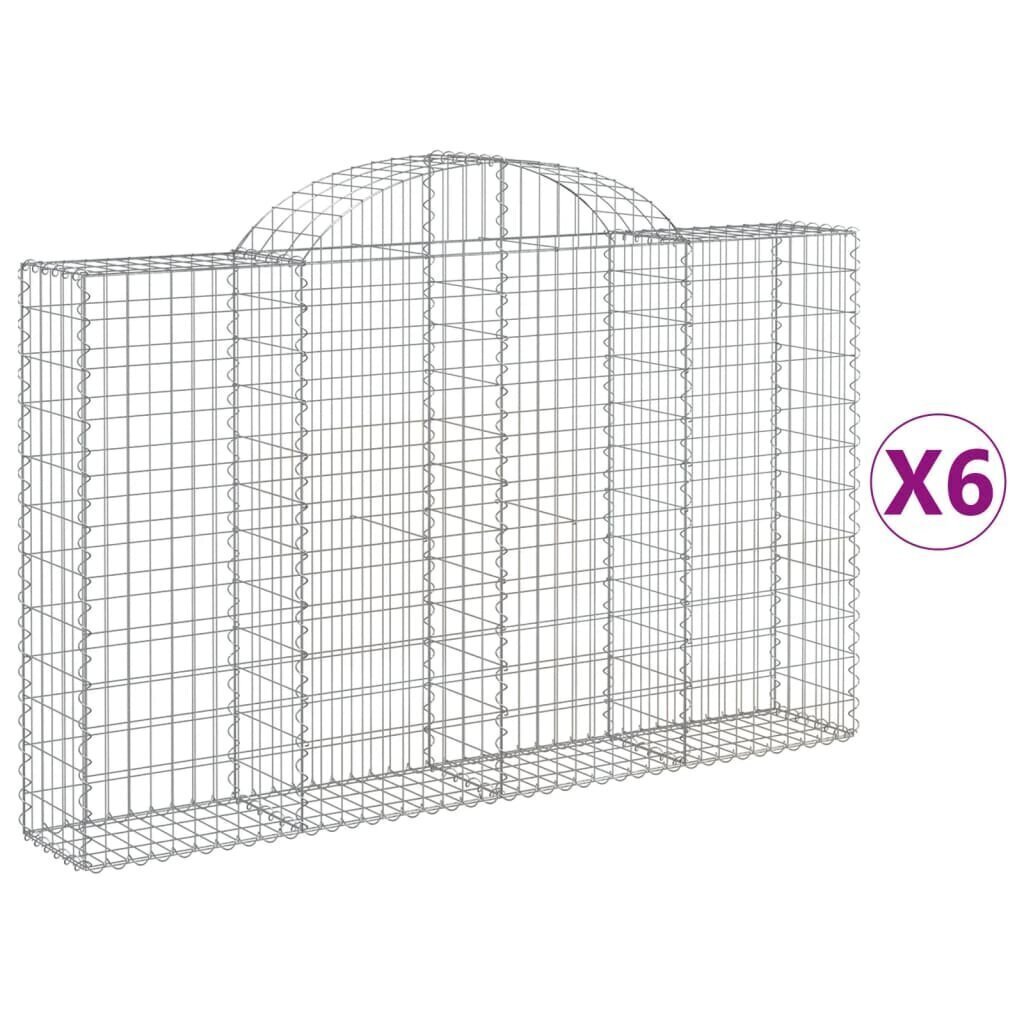 vidaXL Kaarevat kivikorit 6 kpl 200x30x120/140 cm galvanoitu rauta hinta ja tiedot | Aidat ja tarvikkeet | hobbyhall.fi