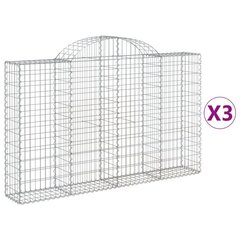 vidaXL Kaarevat kivikorit 3 kpl 200x30x120/140 cm galvanoitu rauta hinta ja tiedot | Aidat ja tarvikkeet | hobbyhall.fi