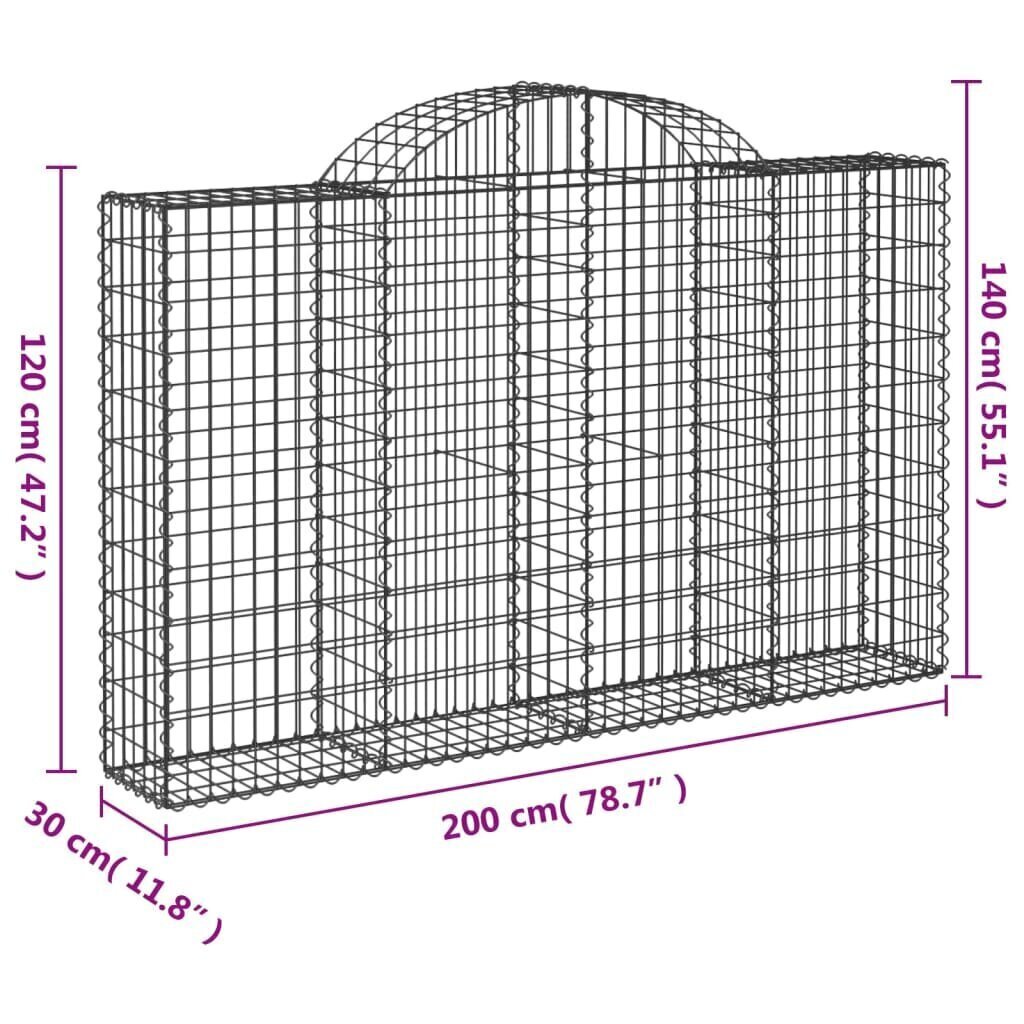 vidaXL Kaarevat kivikorit 7 kpl 200x30x120/140 cm galvanoitu rauta hinta ja tiedot | Aidat ja tarvikkeet | hobbyhall.fi