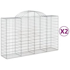 vidaXL Kaarevat kivikorit 2 kpl 200x50x120/140 cm galvanoitu rauta hinta ja tiedot | Aidat ja tarvikkeet | hobbyhall.fi