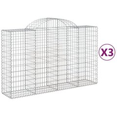 vidaXL Kaarevat kivikorit 3 kpl 200x50x120/140 cm galvanoitu rauta hinta ja tiedot | Aidat ja tarvikkeet | hobbyhall.fi