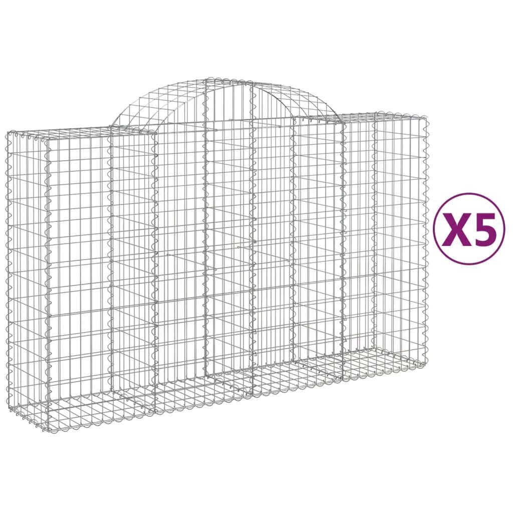 vidaXL Kaarevat kivikorit 5 kpl 200x50x120/140 cm galvanoitu rauta hinta ja tiedot | Aidat ja tarvikkeet | hobbyhall.fi