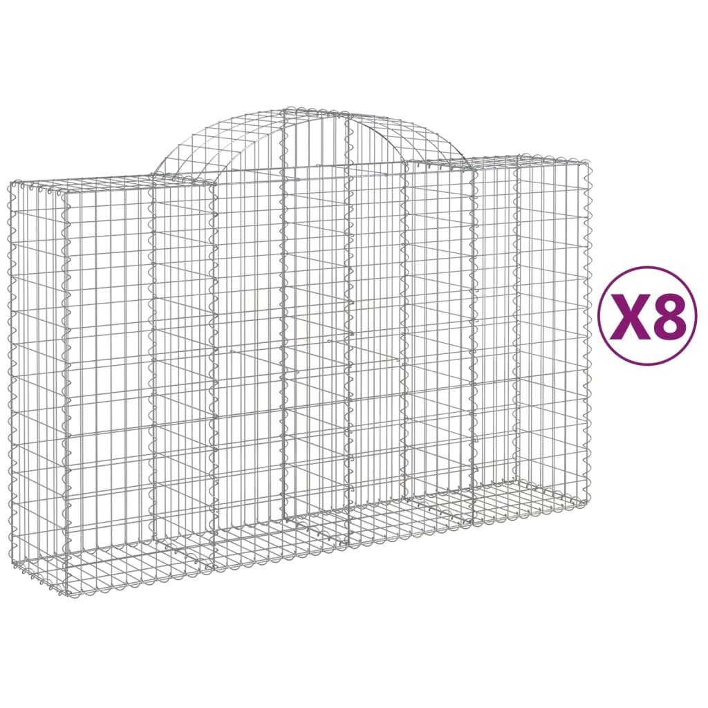 vidaXL Kaarevat kivikorit 8 kpl 200x50x120/140 cm galvanoitu rauta hinta ja tiedot | Aidat ja tarvikkeet | hobbyhall.fi