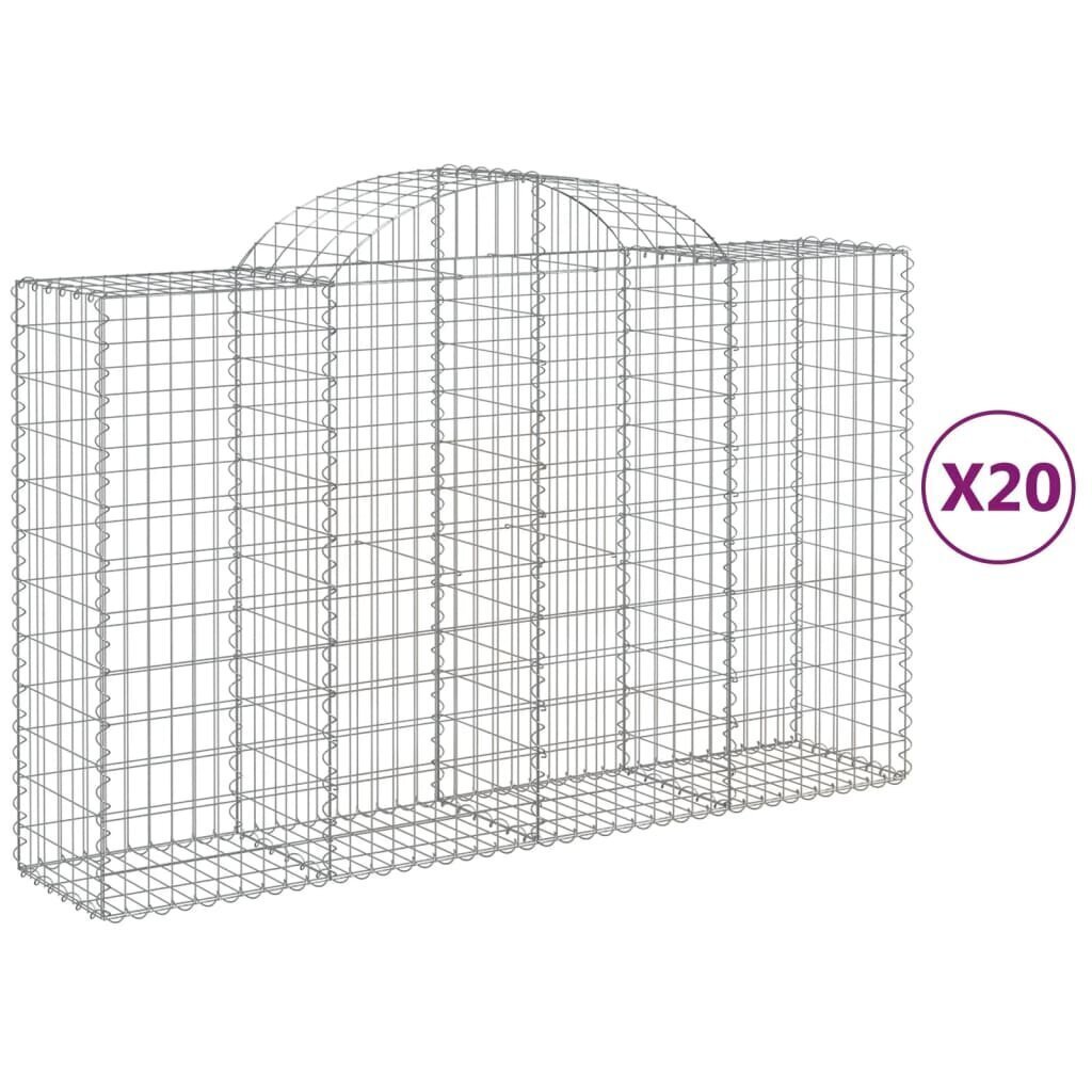 vidaXL Kaarevat kivikorit 20 kpl 200x50x120/140 cm galvanoitu rauta hinta ja tiedot | Aidat ja tarvikkeet | hobbyhall.fi