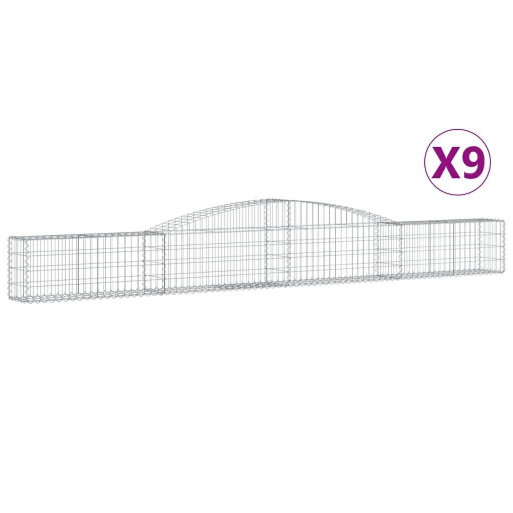 vidaXL Kaarevat kivikorit 9 kpl 400x30x40/60 cm galvanoitu rauta hinta ja tiedot | Aidat ja tarvikkeet | hobbyhall.fi