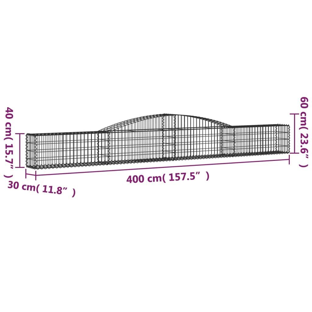 vidaXL Kaarevat kivikorit 9 kpl 400x30x40/60 cm galvanoitu rauta hinta ja tiedot | Aidat ja tarvikkeet | hobbyhall.fi