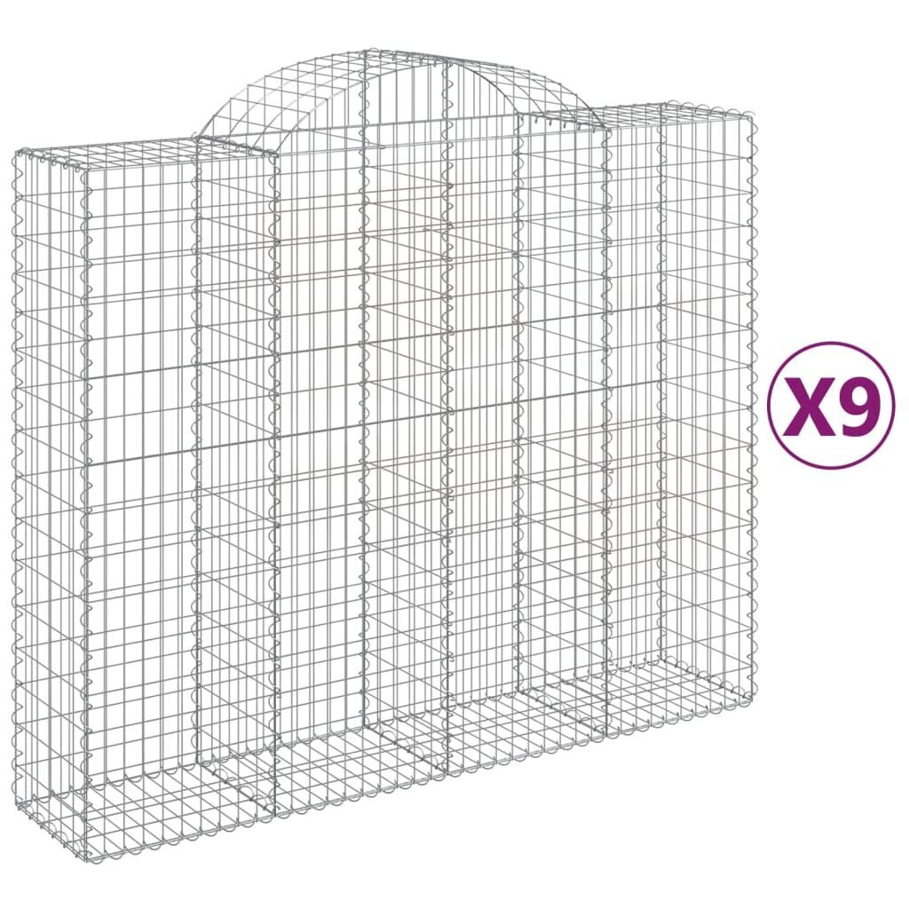 vidaXL Kaarevat kivikorit 9 kpl 200x50x160/180 cm galvanoitu rauta hinta ja tiedot | Aidat ja tarvikkeet | hobbyhall.fi