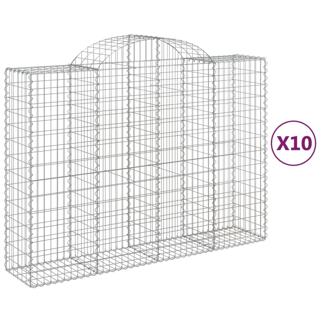 vidaXL Kaarevat kivikorit 10 kpl 200x50x140/160 cm galvanoitu rauta hinta ja tiedot | Aidat ja tarvikkeet | hobbyhall.fi