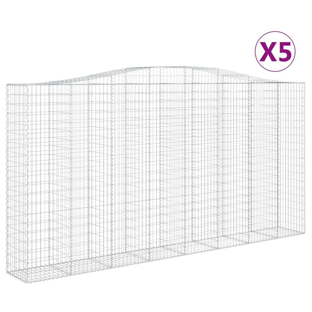 vidaXL Kaarevat kivikorit 5 kpl 400x50x200/220 cm galvanoitu rauta hinta ja tiedot | Aidat ja tarvikkeet | hobbyhall.fi