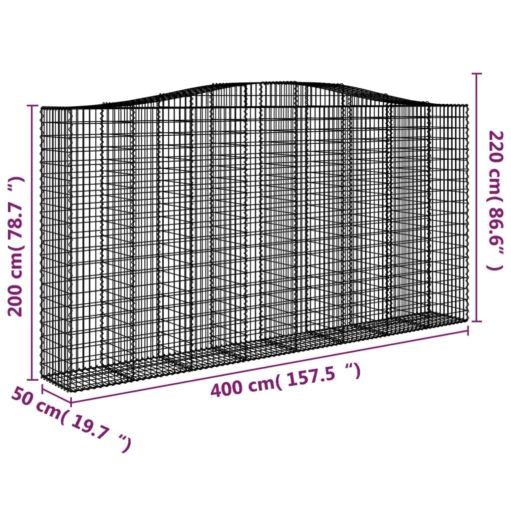 vidaXL Kaarevat kivikorit 5 kpl 400x50x200/220 cm galvanoitu rauta hinta ja tiedot | Aidat ja tarvikkeet | hobbyhall.fi