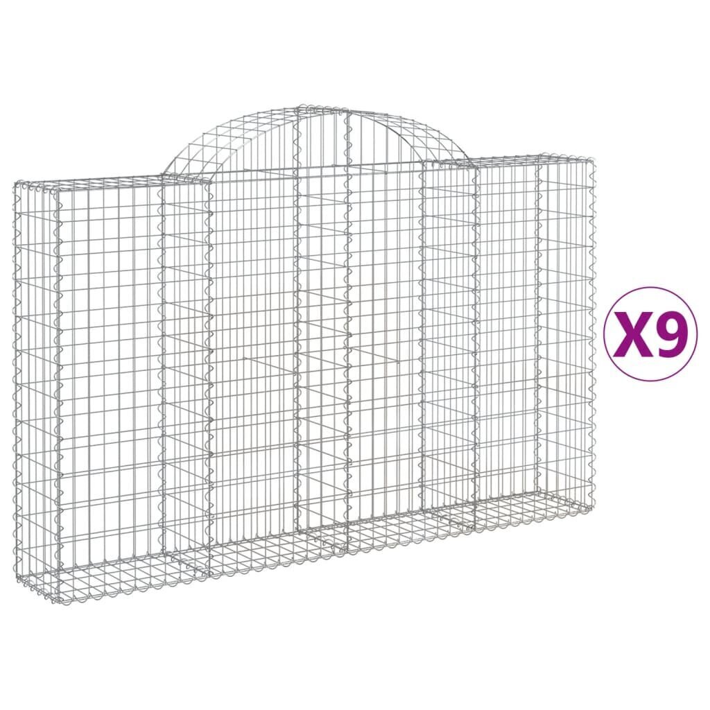 vidaXL Kaarevat kivikorit 9 kpl 200x30x120/140 cm galvanoitu rauta hinta ja tiedot | Aidat ja tarvikkeet | hobbyhall.fi