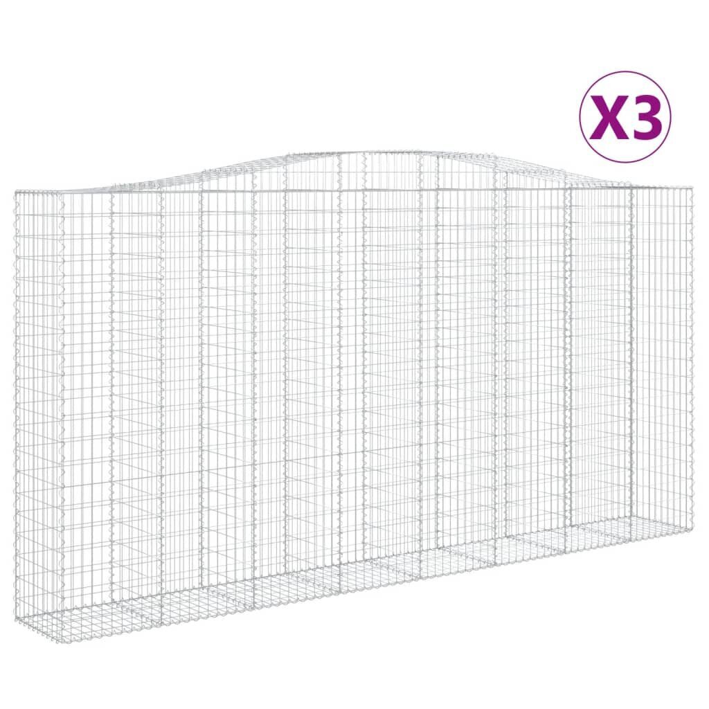 vidaXL Kaarevat kivikorit 3 kpl 400x50x200/220 cm galvanoitu rauta hinta ja tiedot | Aidat ja tarvikkeet | hobbyhall.fi