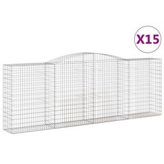 vidaXL Kaarevat kivikorit 15 kpl 400x50x140/160 cm galvanoitu rauta hinta ja tiedot | Aidat ja tarvikkeet | hobbyhall.fi