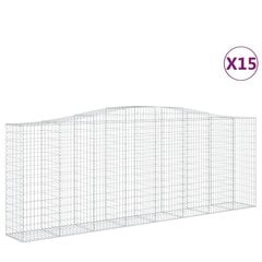 vidaXL Kaarevat kivikorit 15 kpl 400x50x140/160 cm galvanoitu rauta hinta ja tiedot | Aidat ja tarvikkeet | hobbyhall.fi