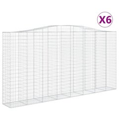 vidaXL Kaarevat kivikorit 6 kpl 400x50x200/220 cm galvanoitu rauta hinta ja tiedot | Aidat ja tarvikkeet | hobbyhall.fi