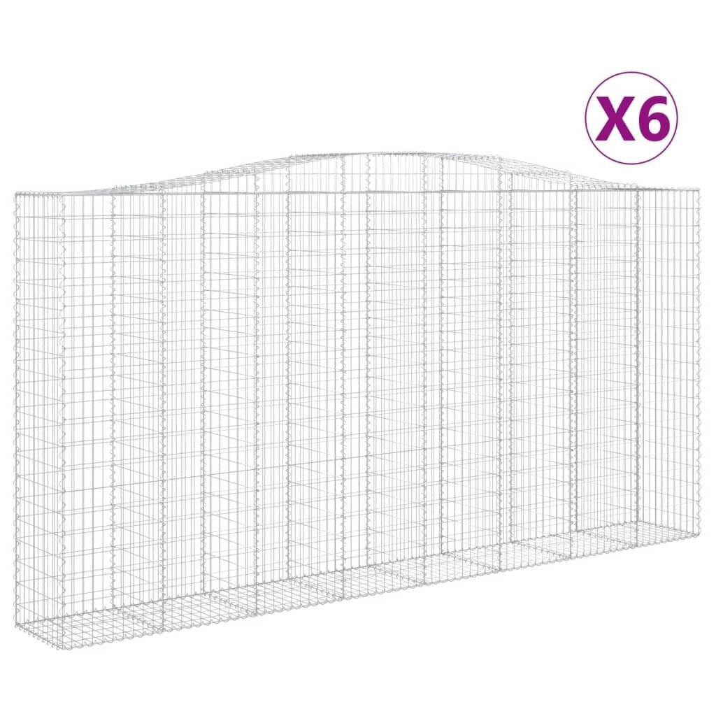 vidaXL Kaarevat kivikorit 6 kpl 400x50x200/220 cm galvanoitu rauta hinta ja tiedot | Aidat ja tarvikkeet | hobbyhall.fi