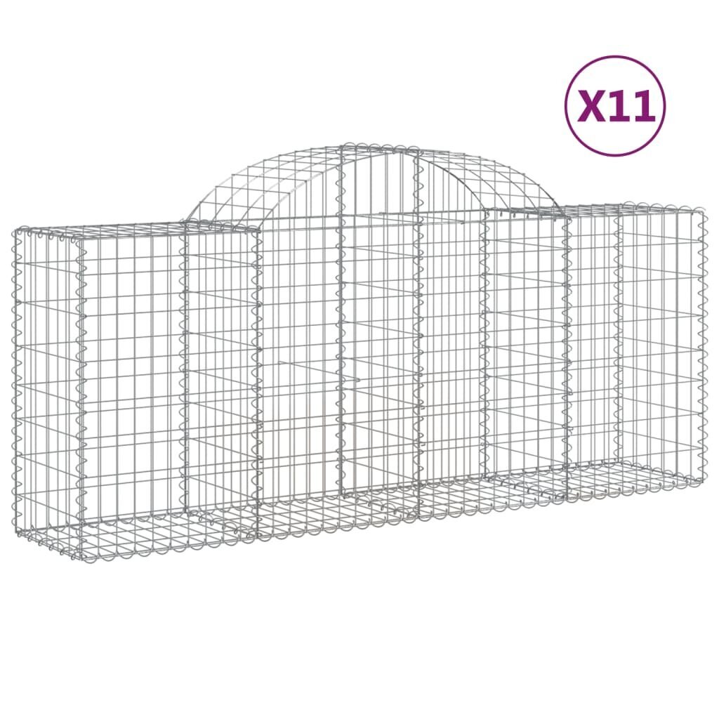 vidaXL Kaarevat kivikorit 11 kpl 200x50x80/100 cm galvanoitu rauta hinta ja tiedot | Aidat ja tarvikkeet | hobbyhall.fi