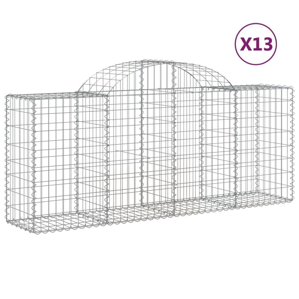 vidaXL Kaarevat kivikorit 13 kpl 200x50x80/100 cm galvanoitu rauta hinta ja tiedot | Aidat ja tarvikkeet | hobbyhall.fi