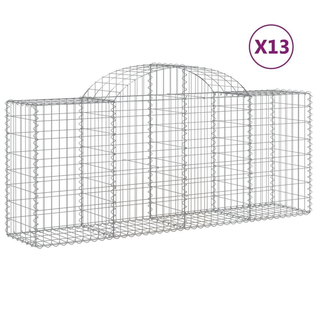 vidaXL Kaarevat kivikorit 13 kpl 200x50x80/100 cm galvanoitu rauta hinta ja tiedot | Aidat ja tarvikkeet | hobbyhall.fi