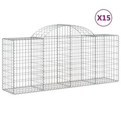 vidaXL Kaarevat kivikorit 15 kpl 200x50x80/100 cm galvanoitu rauta hinta ja tiedot | Aidat ja tarvikkeet | hobbyhall.fi