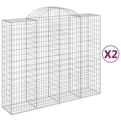 vidaXL Kaarevat kivikorit 2 kpl 200x50x160/180 cm galvanoitu rauta hinta ja tiedot | Aidat ja tarvikkeet | hobbyhall.fi