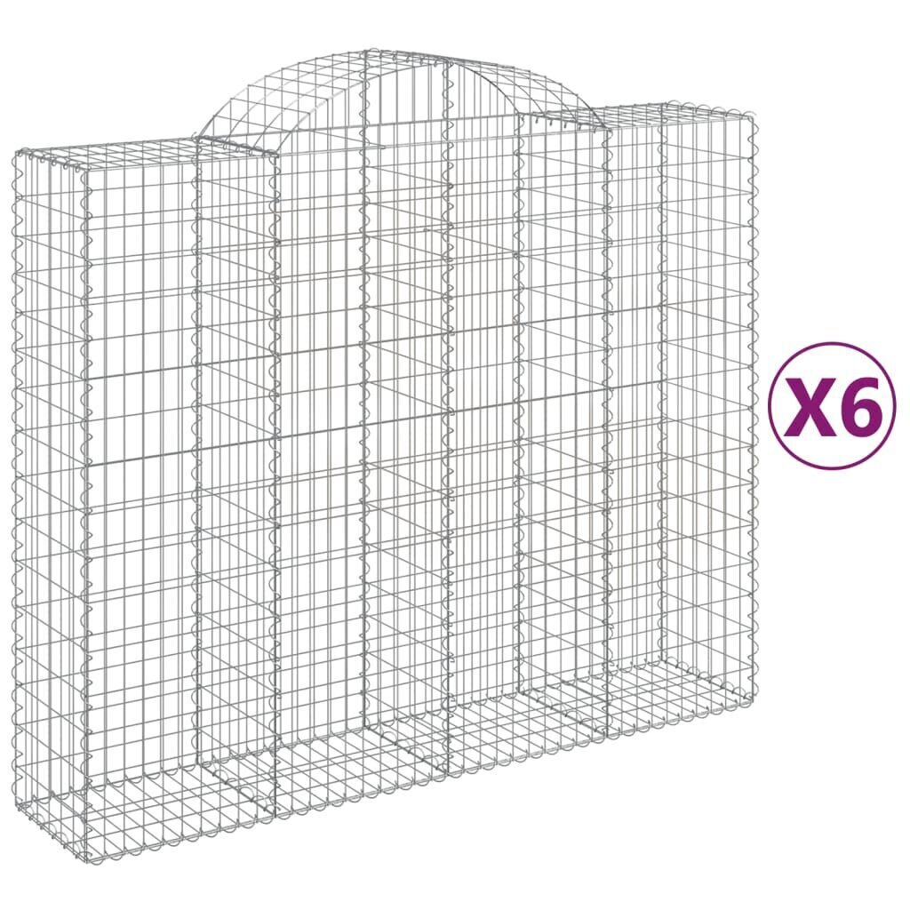 vidaXL Kaarevat kivikorit 6 kpl 200x50x160/180 cm galvanoitu rauta hinta ja tiedot | Aidat ja tarvikkeet | hobbyhall.fi