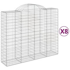 vidaXL Kaarevat kivikorit 8 kpl 200x50x160/180 cm galvanoitu rauta hinta ja tiedot | Aidat ja tarvikkeet | hobbyhall.fi