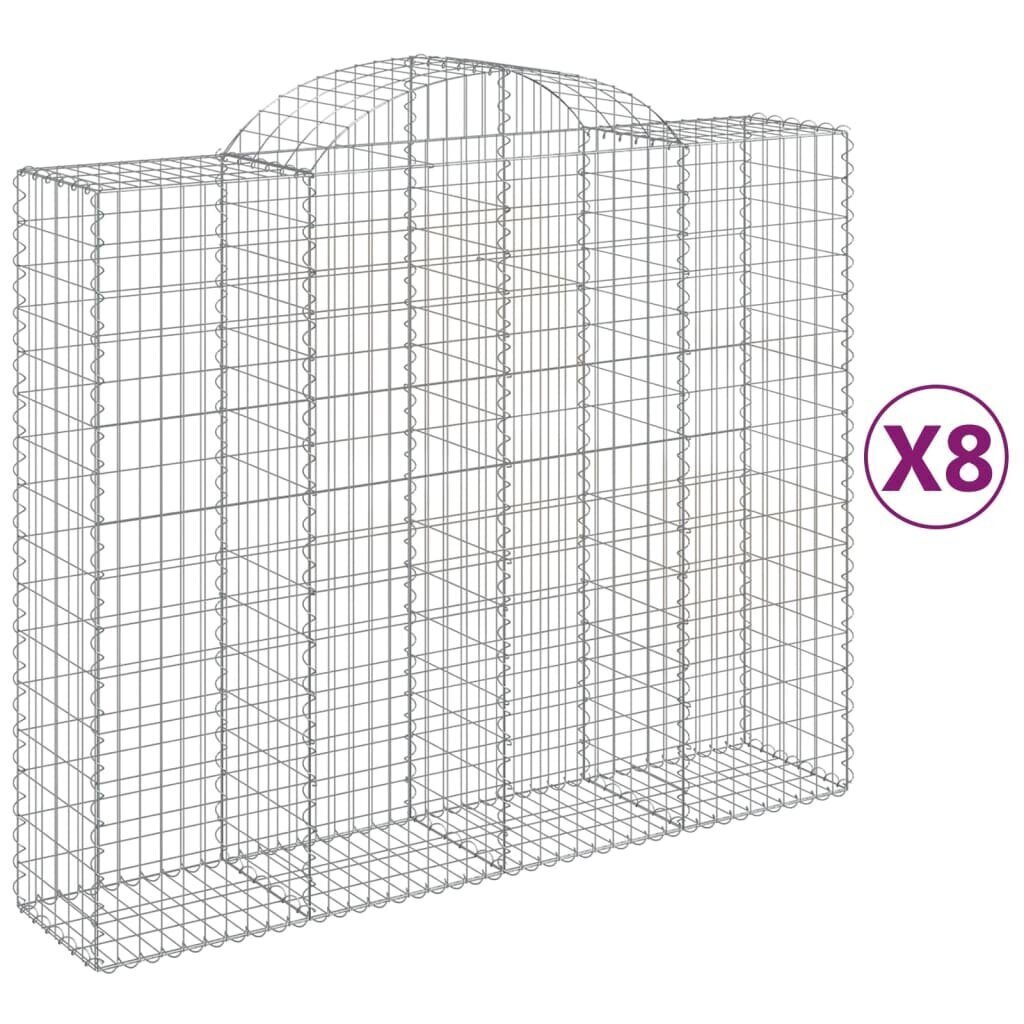 vidaXL Kaarevat kivikorit 8 kpl 200x50x160/180 cm galvanoitu rauta hinta ja tiedot | Aidat ja tarvikkeet | hobbyhall.fi