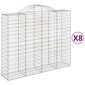 vidaXL Kaarevat kivikorit 8 kpl 200x50x160/180 cm galvanoitu rauta hinta ja tiedot | Aidat ja tarvikkeet | hobbyhall.fi