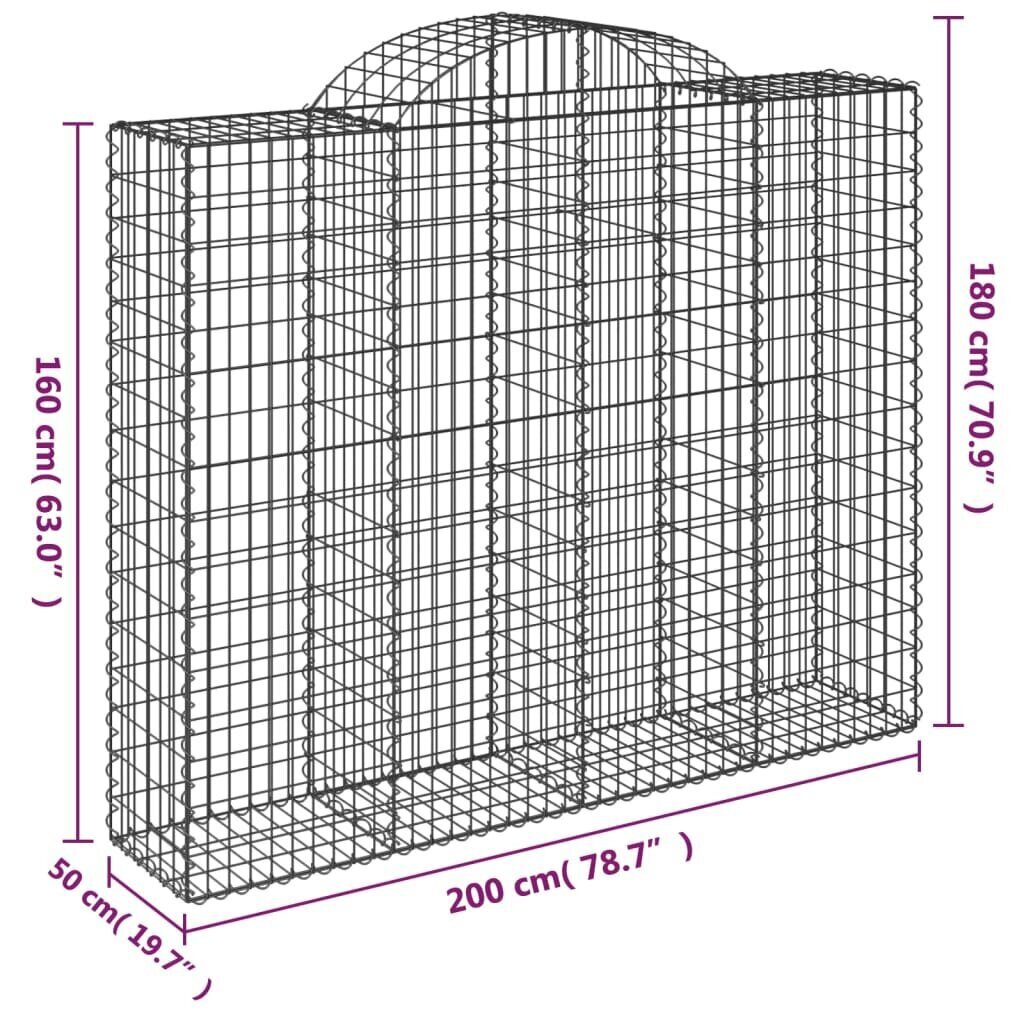 vidaXL Kaarevat kivikorit 8 kpl 200x50x160/180 cm galvanoitu rauta hinta ja tiedot | Aidat ja tarvikkeet | hobbyhall.fi