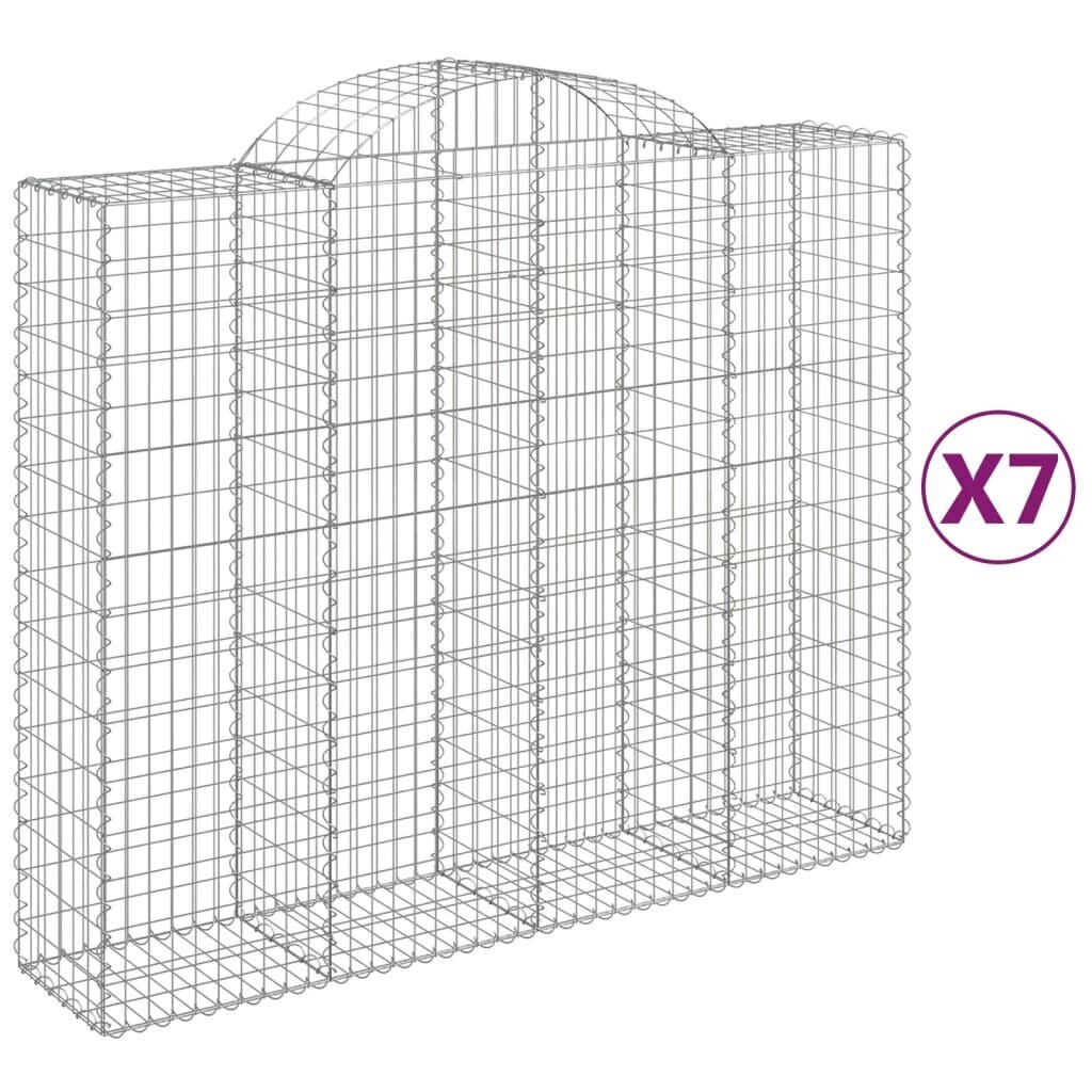 vidaXL Kaarevat kivikorit 7 kpl 200x50x160/180 cm galvanoitu rauta hinta ja tiedot | Aidat ja tarvikkeet | hobbyhall.fi