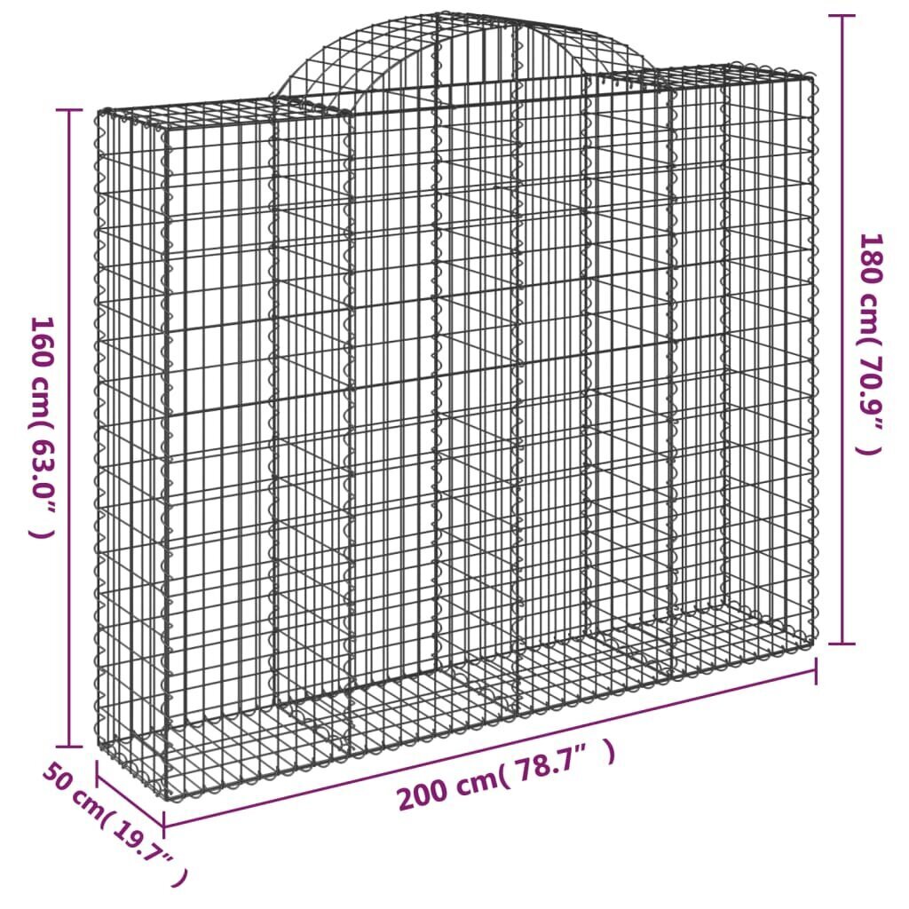 vidaXL Kaarevat kivikorit 13 kpl 200x50x160/180 cm galvanoitu rauta hinta ja tiedot | Aidat ja tarvikkeet | hobbyhall.fi