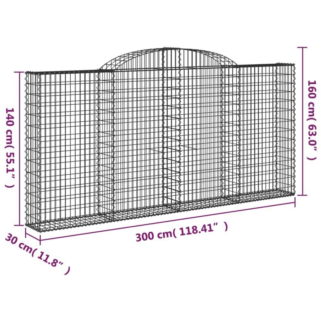 vidaXL Kaarevat kivikorit 3 kpl 300x30x140/160 cm galvanoitu rauta hinta ja tiedot | Aidat ja tarvikkeet | hobbyhall.fi