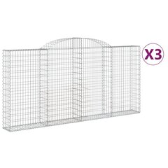 vidaXL Kaarevat kivikorit 3 kpl 300x30x140/160 cm galvanoitu rauta hinta ja tiedot | Aidat ja tarvikkeet | hobbyhall.fi