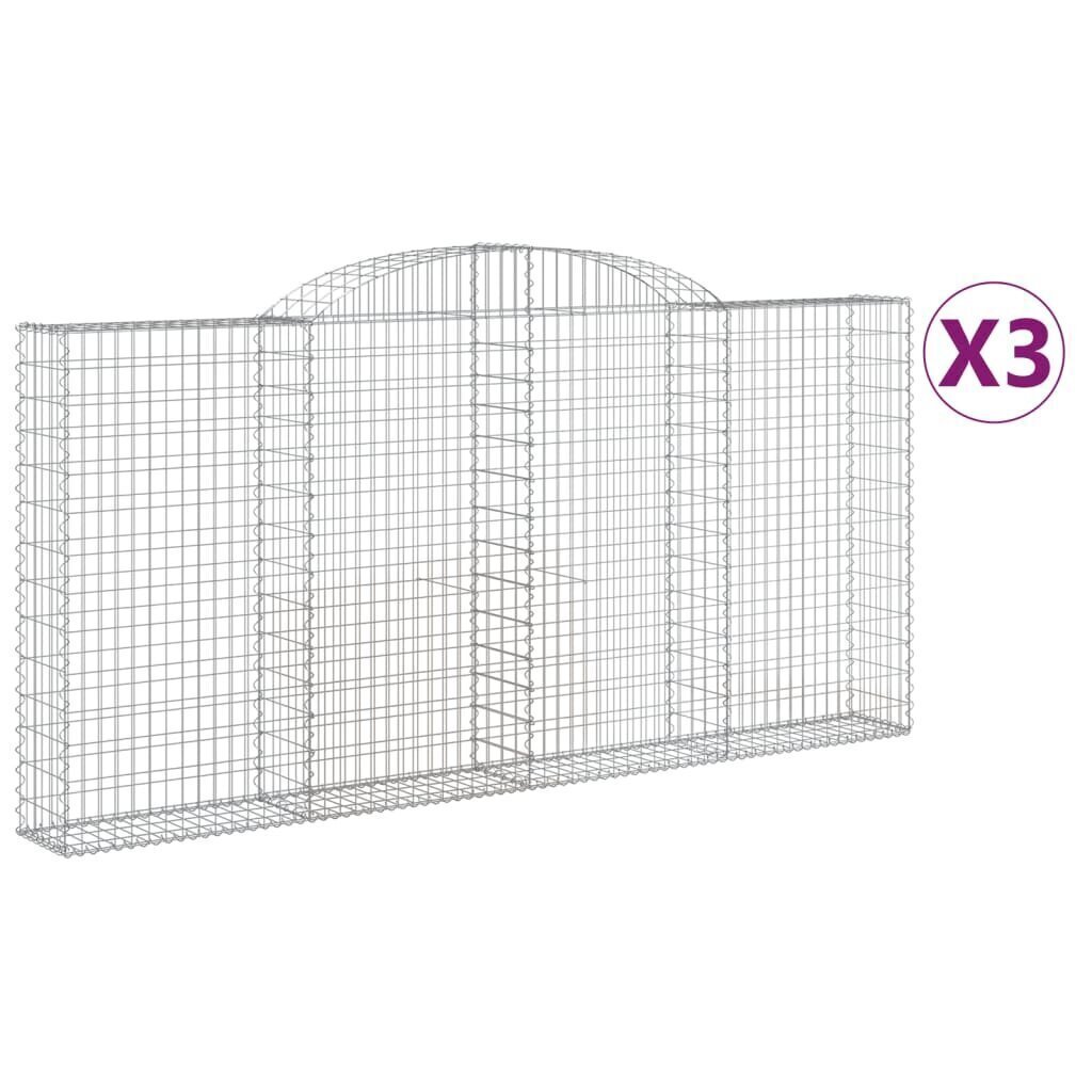 vidaXL Kaarevat kivikorit 3 kpl 300x30x140/160 cm galvanoitu rauta hinta ja tiedot | Aidat ja tarvikkeet | hobbyhall.fi