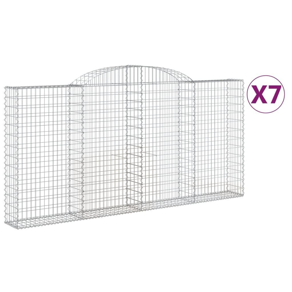 vidaXL Kaarevat kivikorit 7 kpl 300x30x140/160 cm galvanoitu rauta hinta ja tiedot | Aidat ja tarvikkeet | hobbyhall.fi