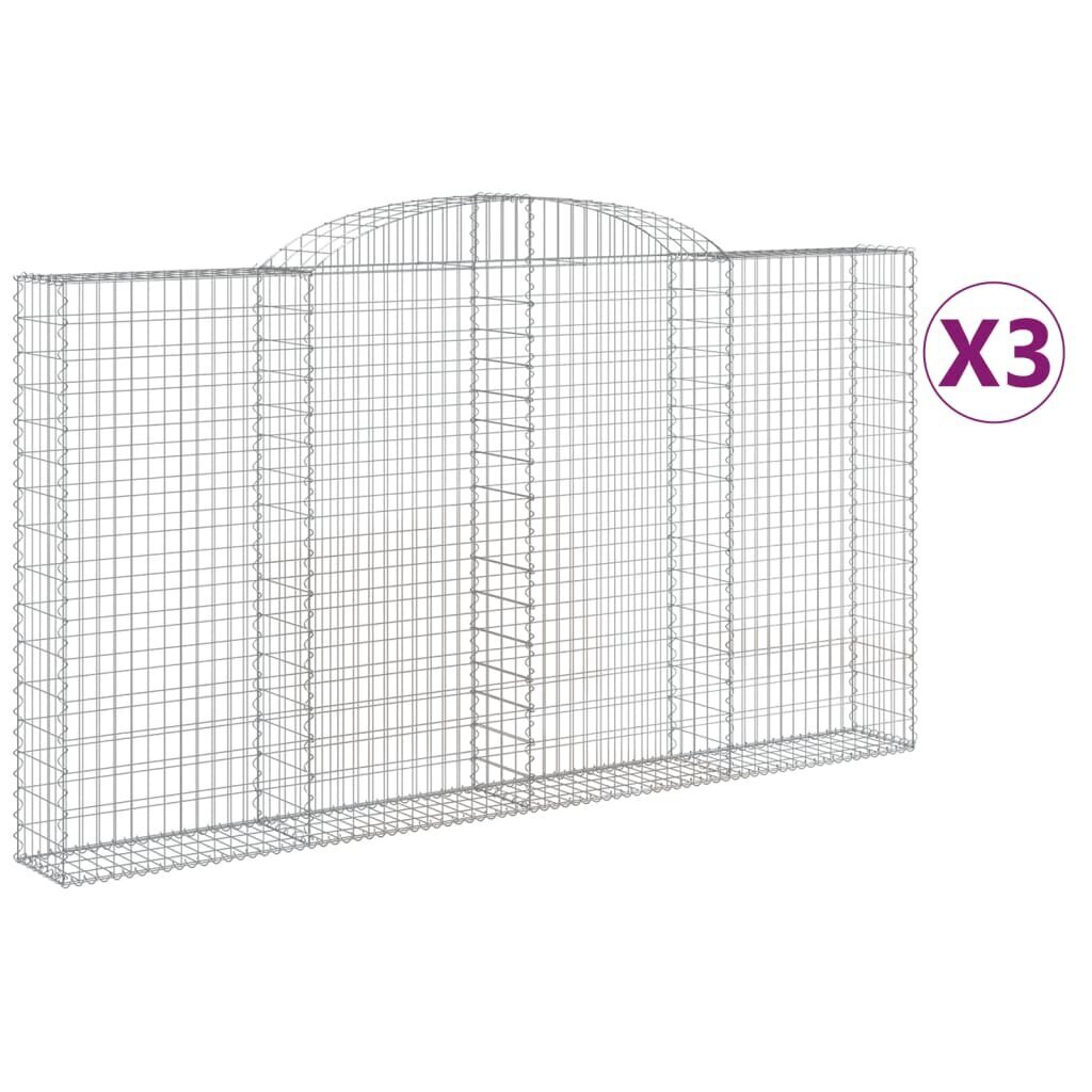 vidaXL Kaarevat kivikorit 3 kpl 300x30x160/180 cm galvanoitu rauta hinta ja tiedot | Aidat ja tarvikkeet | hobbyhall.fi