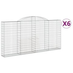 vidaXL Kaarevat kivikorit 6 kpl 300x30x140/160 cm galvanoitu rauta hinta ja tiedot | Aidat ja tarvikkeet | hobbyhall.fi