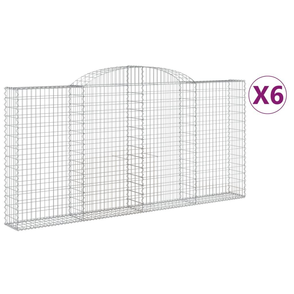 vidaXL Kaarevat kivikorit 6 kpl 300x30x140/160 cm galvanoitu rauta hinta ja tiedot | Aidat ja tarvikkeet | hobbyhall.fi