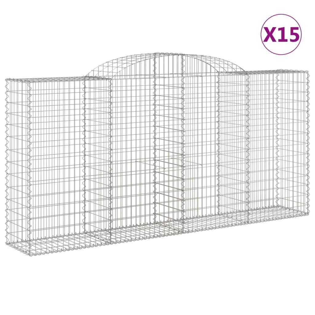 vidaXL Kaarevat kivikorit 15 kpl 300x50x140/160 cm galvanoitu rauta hinta ja tiedot | Aidat ja tarvikkeet | hobbyhall.fi